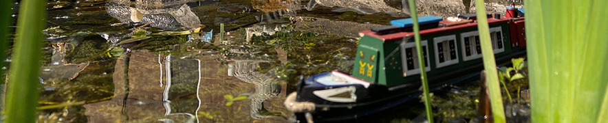 murpworks Afloat 'narrowboat on a pond footer image